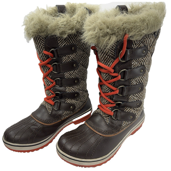 Sorel Tofino Tall Winter Boots Waterproof Size 8 Herringbone Quilted Lace Up - Picture 1 of 11